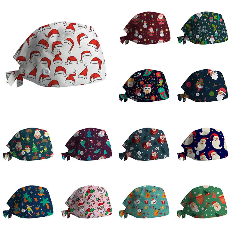 christmas Baotou Cap Pure Cotton Buckle Surgical Cap Christmas Nurse Sweat-absorbent Towel Doctor Hat Santa Claus cute Theme cap
christmas Baotou Cap Pure Cotton Buckle Surgical Cap Christmas Nurse Sweat-absorbent Towel Doctor Hat Santa Claus cute Theme cap
