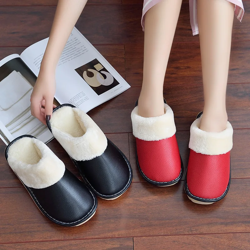 PULOMIES Winter Men Women Slippers Indoor Casual Warm Plush Fur Leather Slippers Waterproof Antiskip House Fuzzy Couple Slippers
PULOMIES Winter Men Women Slippers Indoor Casual Warm Plush Fur Leather Slippers Waterproof Antiskip House Fuzzy Couple Slippers