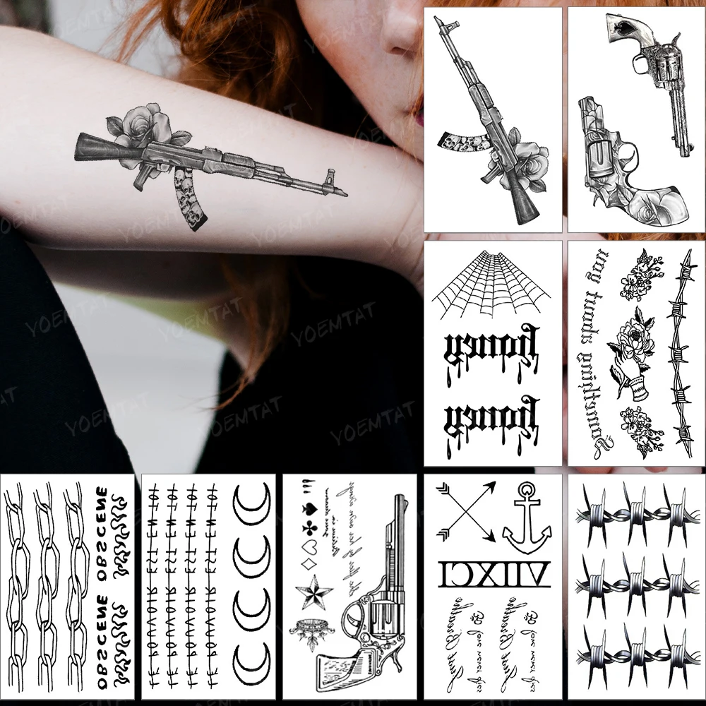 Waterproof Temporary Tattoo Sticker Small Lace Rose Gun Flame Flash Tatoo English Letter Wrist Fake Tatto For Body Art Women Men
Waterproof Temporary Tattoo Sticker Small Lace Rose Gun Flame Flash Tatoo English Letter Wrist Fake Tatto For Body Art Women Men