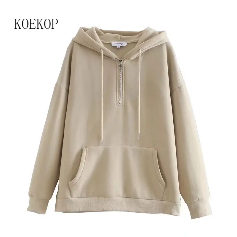 Koekop Women Fashion Solid Hoodie Sweatshirts Casual Long Sleeves Hooded Collar Female Streetwear Chic Top SweatShirt femme
Koekop Women Fashion Solid Hoodie Sweatshirts Casual Long Sleeves Hooded Collar Female Streetwear Chic Top SweatShirt femme