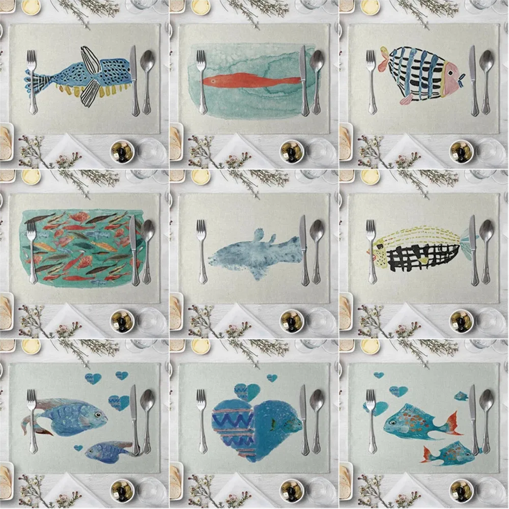 Fishing Printing Table Mat Creative Cartoon Fish Pattern Table Napkin Home Kitchen Decor Placemat Dining Accessories
Fishing Printing Table Mat Creative Cartoon Fish Pattern Table Napkin Home Kitchen Decor Placemat Dining Accessories