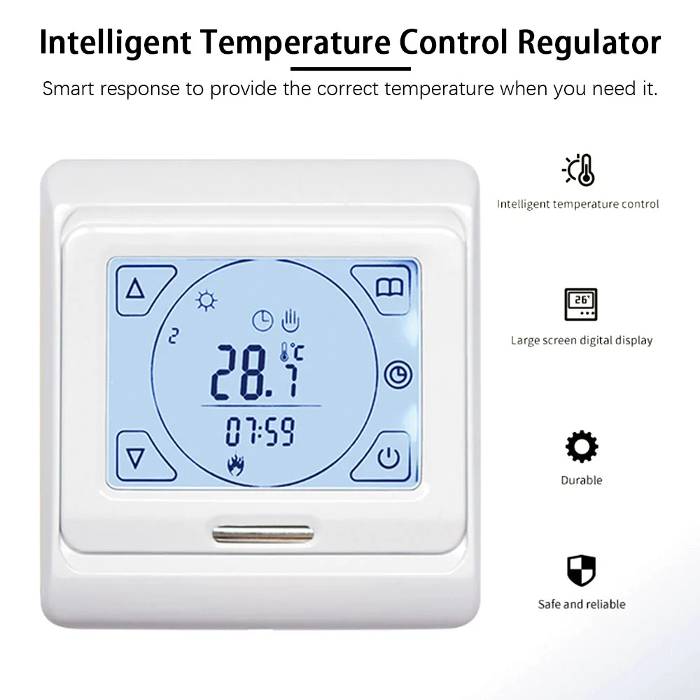 Thermostat Electric Weekly Programmable Touch Screen Thermostat LCD Digital Display Thermostat Intelligent Temperature Regulator
Thermostat Electric Weekly Programmable Touch Screen Thermostat LCD Digital Display Thermostat Intelligent Temperature Regulator