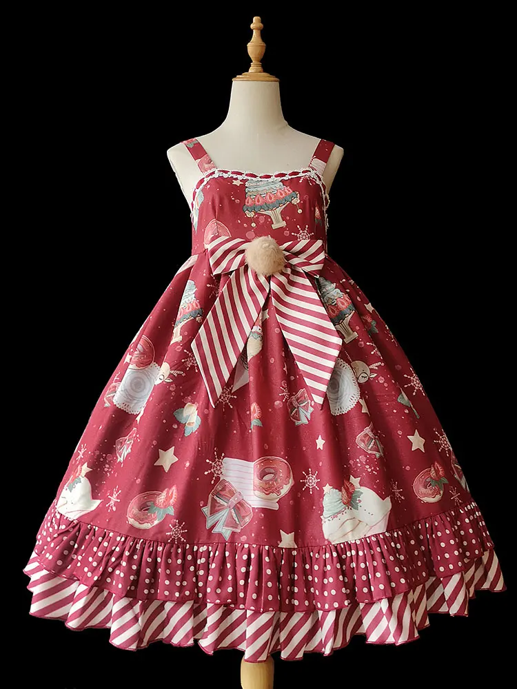 

Lolita JSK Dress Sleeveless Ruffles Ice Cream and Doughnut Patterm Lolita Jumper Skirt