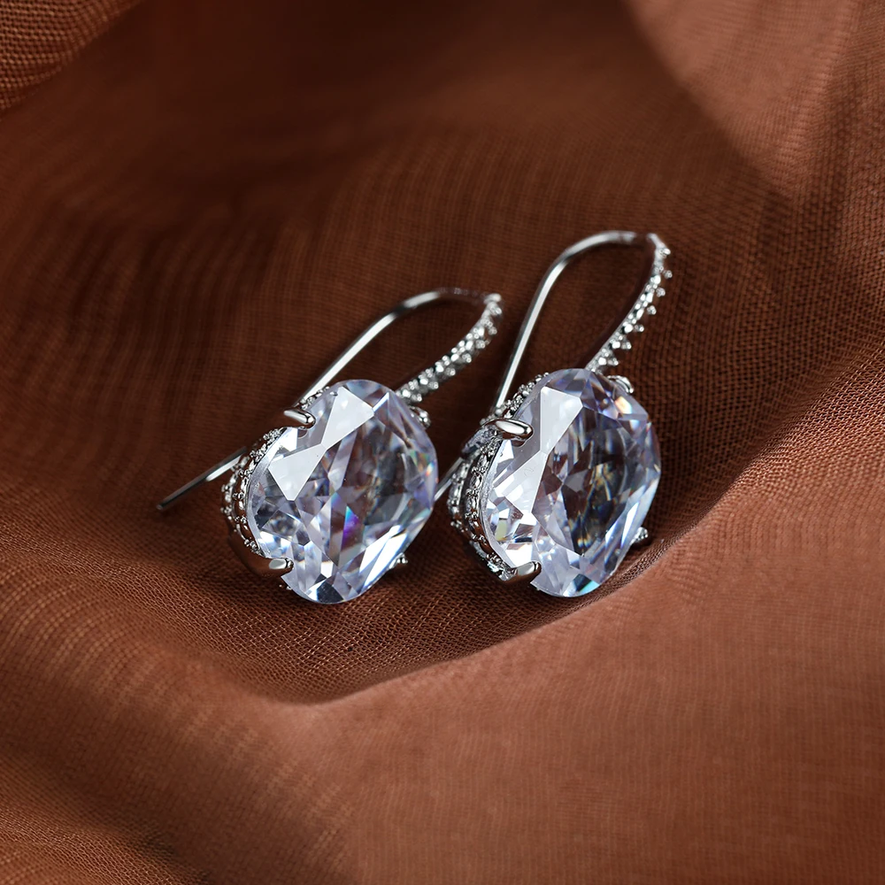 Brilliant Silver Color Square Crystal Dangle Earrings for Women White Natural Zircon Hook Earrings Bridal Wedding Jewelry Gift 
Brilliant Silver Color Square Crystal Dangle Earrings for Women White Natural Zircon Hook Earrings Bridal Wedding Jewelry Gift