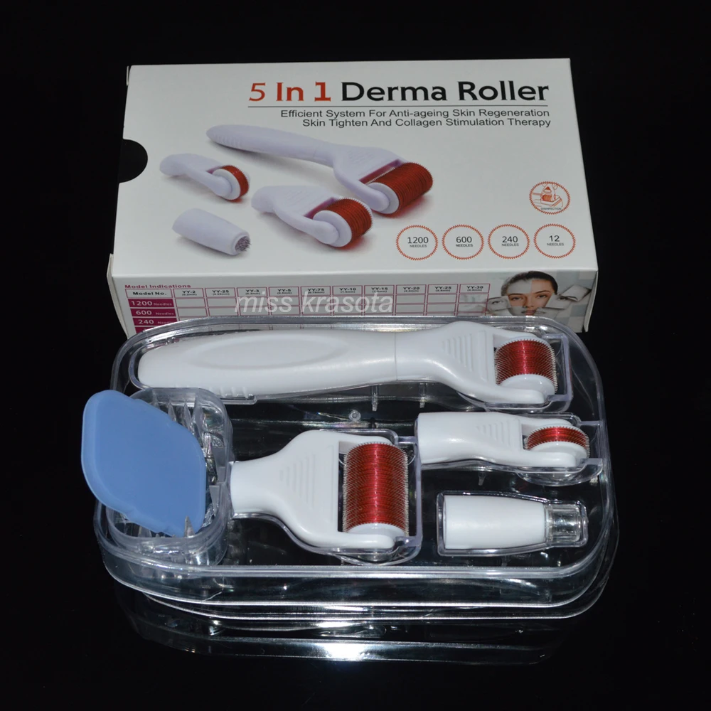 Роликовый Массажер лица 5 в 1 Derma набор для ухода за лицом|Мезороллер| |
