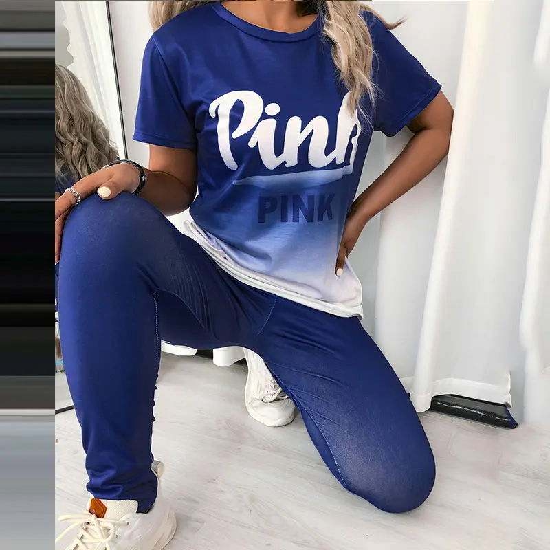 2021 Women Outfit Summer Sport Wear Two Piece Oversize Suits Sleeveless Ombre Colorblock Letter Print T-shirt & Long Pants Set
2021 Women Outfit Summer Sport Wear Two Piece Oversize Suits Sleeveless Ombre Colorblock Letter Print T-shirt & Long Pants Set