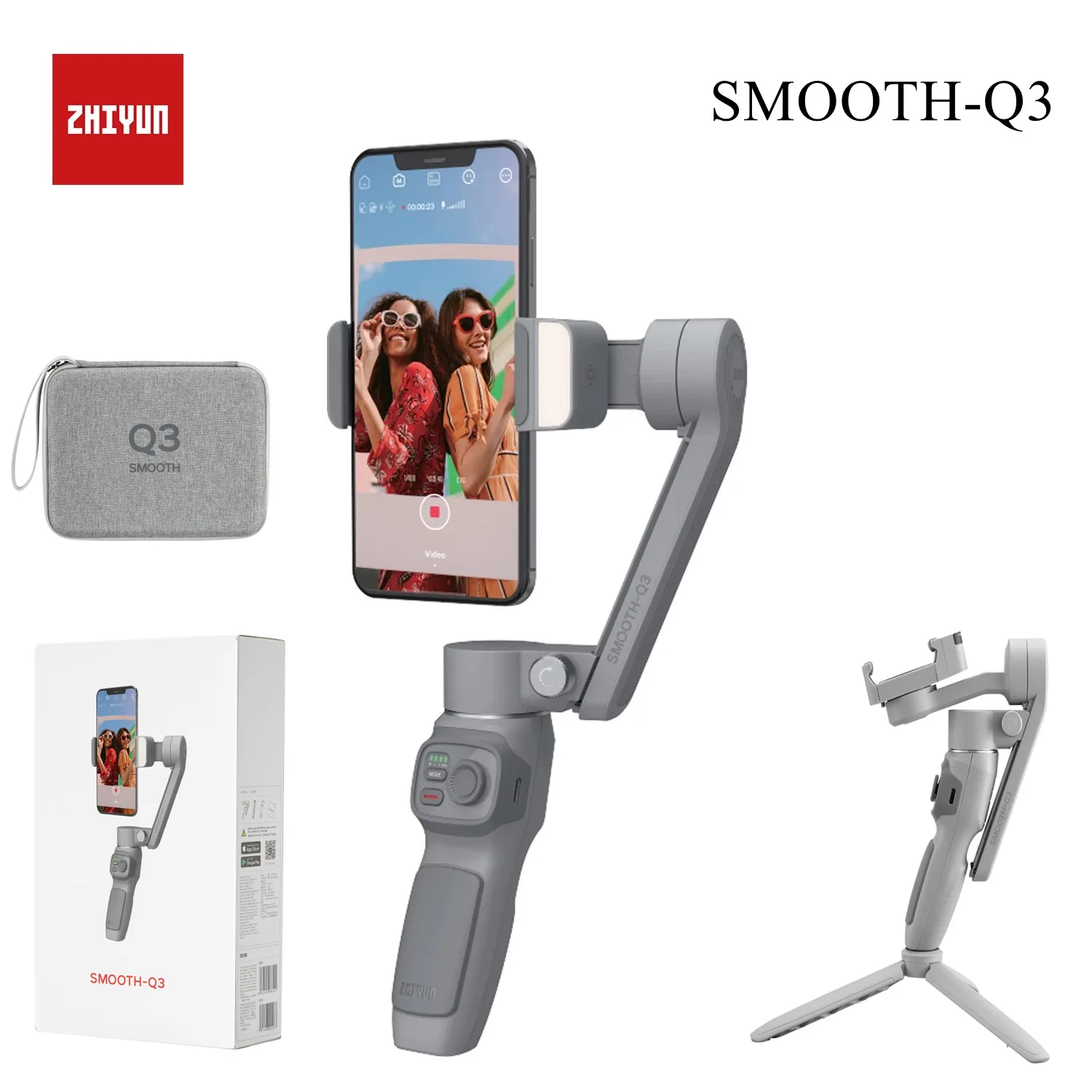 Zhiyun Smooth Q3 3 осевой карданный стабилизатор для смартфона складной держатель
