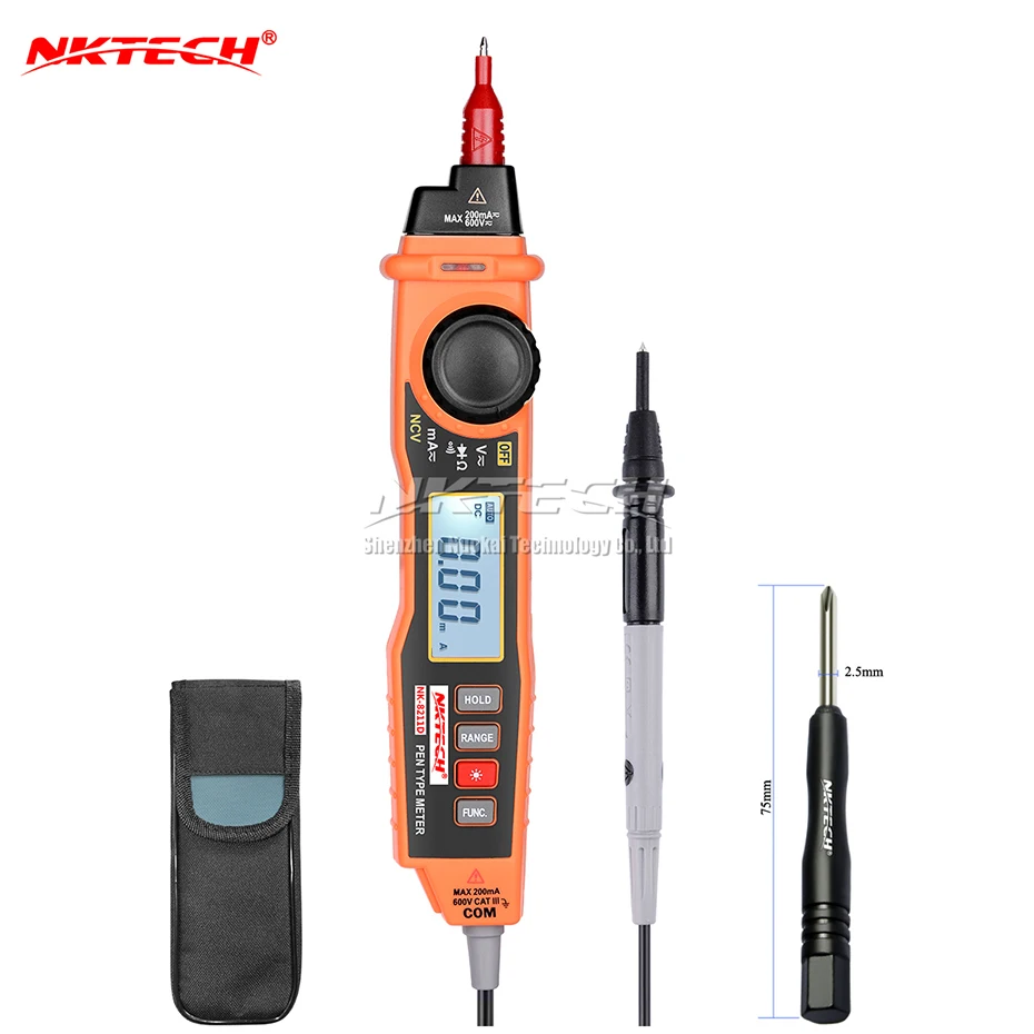 NKTECH NK8211D Digital Pen Type Multimeter 2000 Count Auto-range Probe AC DC Voltage Current Electric Tester NCV Detector MS8211
NKTECH NK8211D Digital Pen Type Multimeter 2000 Count Auto-range Probe AC DC Voltage Current Electric Tester NCV Detector MS8211