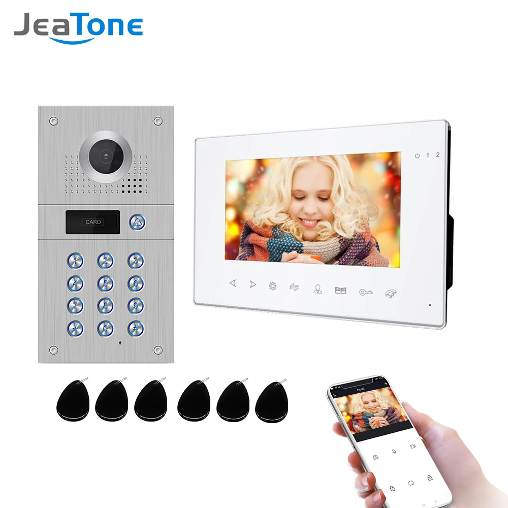 

Jeatone 7 Inch Tuya Wireless Wifi 960p Video Intercom for Home IP Video Doorbell Password Unlock AHD Screen Wifi Intercom System