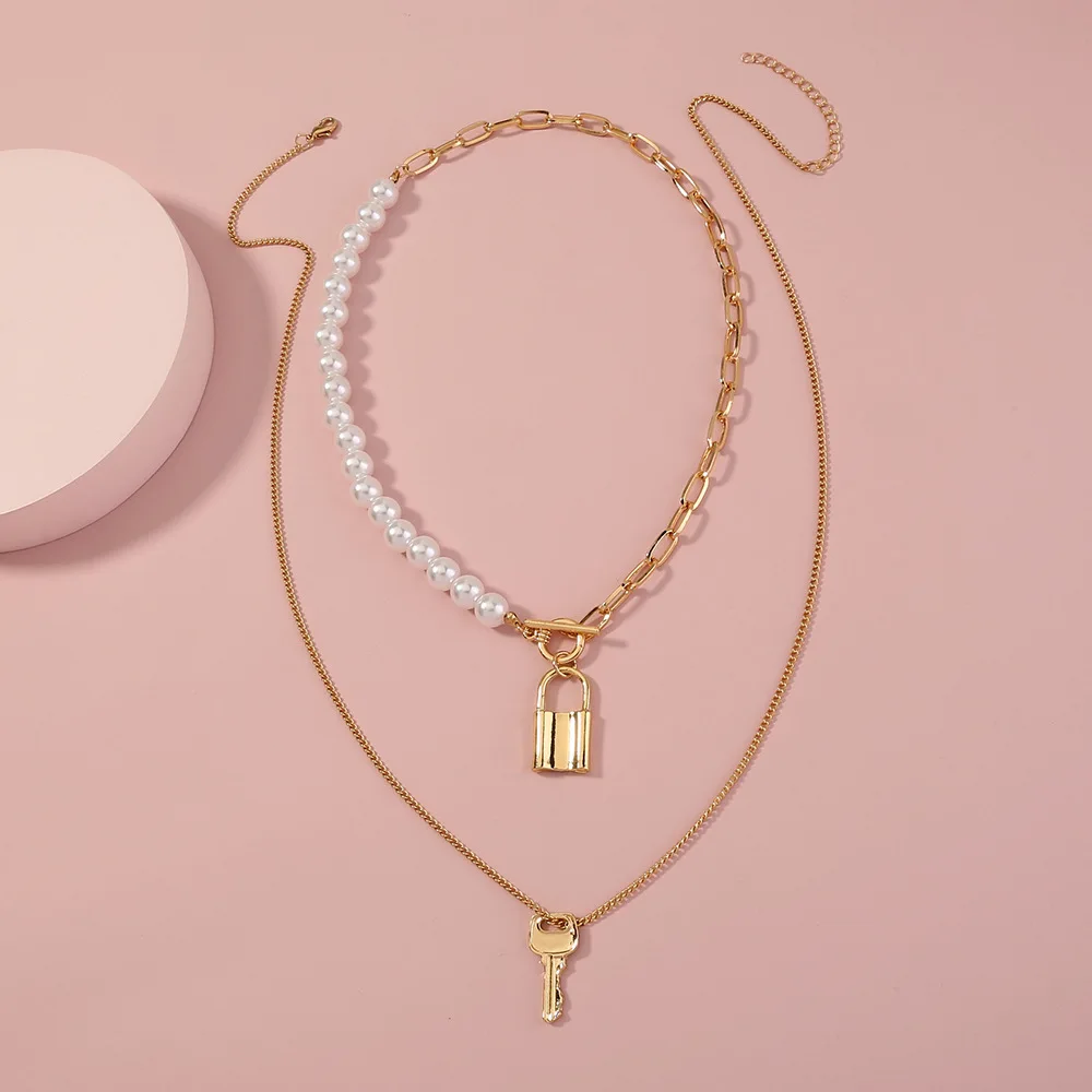 Fashion simple and cold style lover lock metal necklace hip hop all-match round bead buckle multi-layer necklace
Fashion simple and cold style lover lock metal necklace hip hop all-match round bead buckle multi-layer necklace