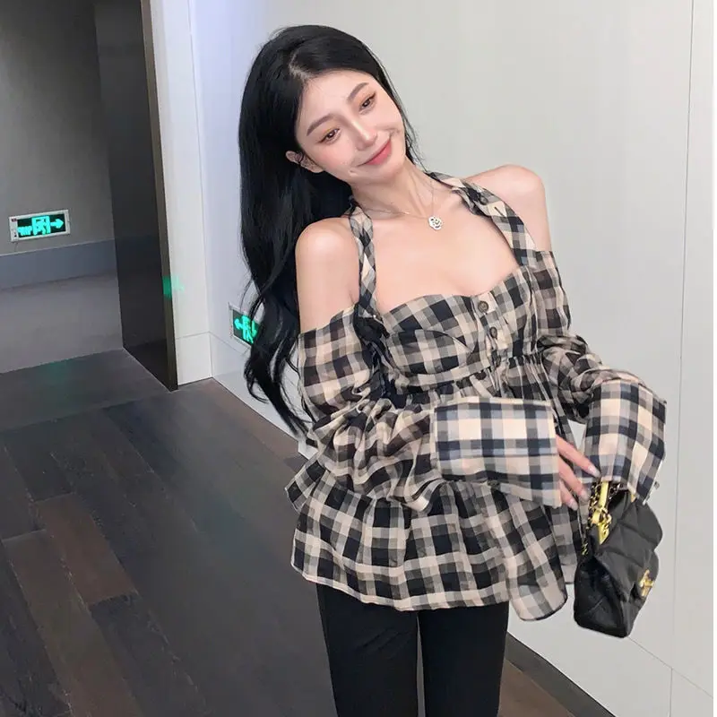 Summer 2022 Fashion Women Plaid Print Crop Tops, Long Puff Sleeve Off Shoulder Front Drawstring T-Shirts Ropa Mujer
Summer 2022 Fashion Women Plaid Print Crop Tops, Long Puff Sleeve Off Shoulder Front Drawstring T-Shirts Ropa Mujer