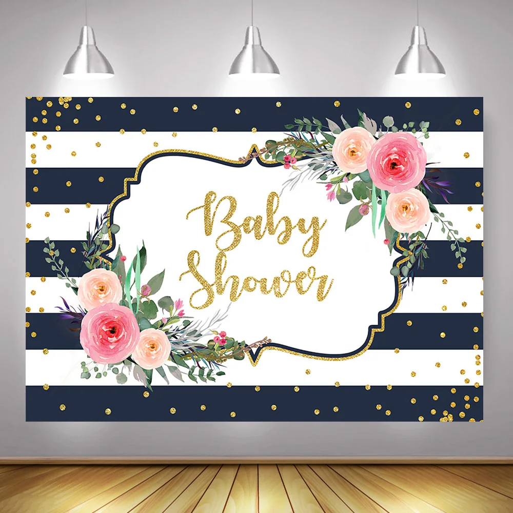 Floral Baby Shower Backdrop for Photography Newborn Birthday Party Background Decoration Stripes Gold Dots Flowers Photo Shoot
Floral Baby Shower Backdrop for Photography Newborn Birthday Party Background Decoration Stripes Gold Dots Flowers Photo Shoot