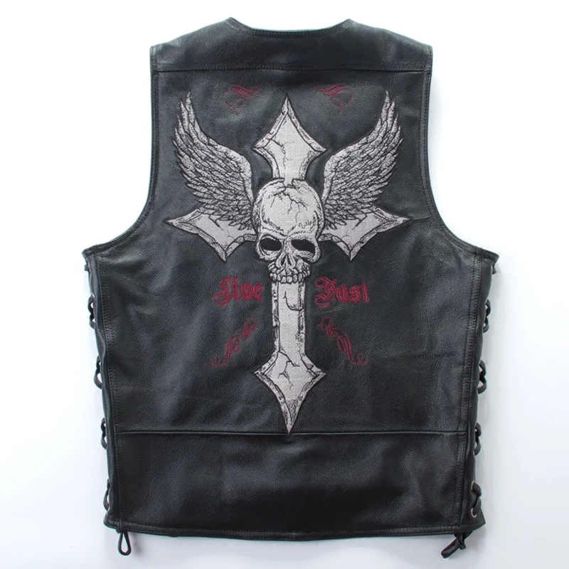 Black Skull Men Cross Embroidery Plus Size 4XL Slim Fit Short Leather Biker Vest Factory Direct FREE SHIPPING
Black Skull Men Cross Embroidery Plus Size 4XL Slim Fit Short Leather Biker Vest Factory Direct FREE SHIPPING
