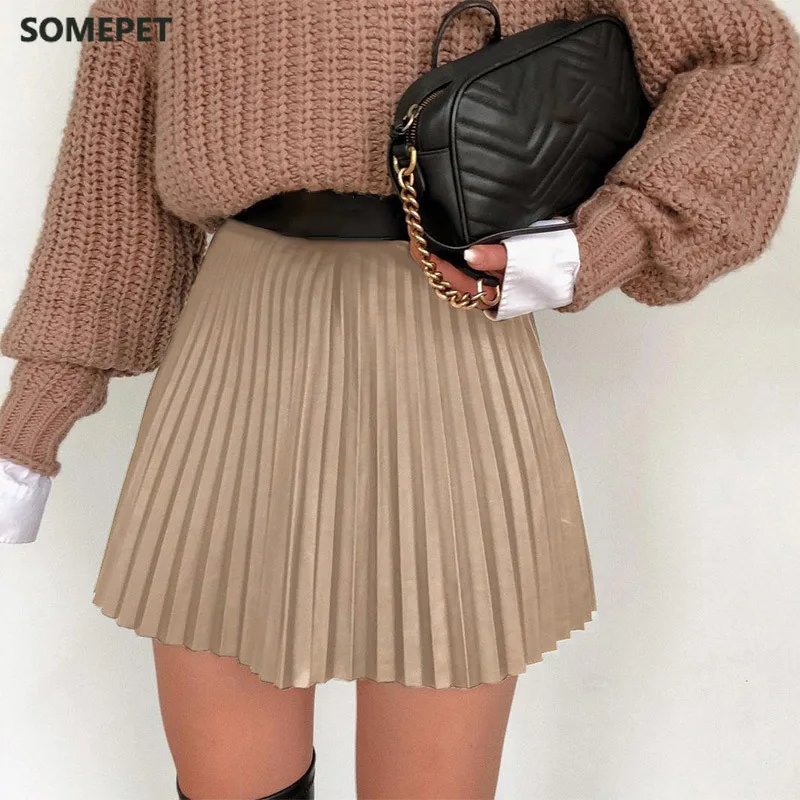 Black Pleated A-Line Women Mini Skirts High Waist Zipper Female Skirt Spring Streetwear Solid All-Match Casual Lady Bottom 
Black Pleated A-Line Women Mini Skirts High Waist Zipper Female Skirt Spring Streetwear Solid All-Match Casual Lady Bottom