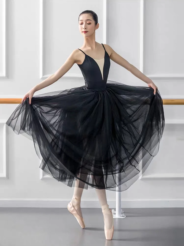Женская балетная юбка из тюля белая черная длинная эластичная с высокой талией