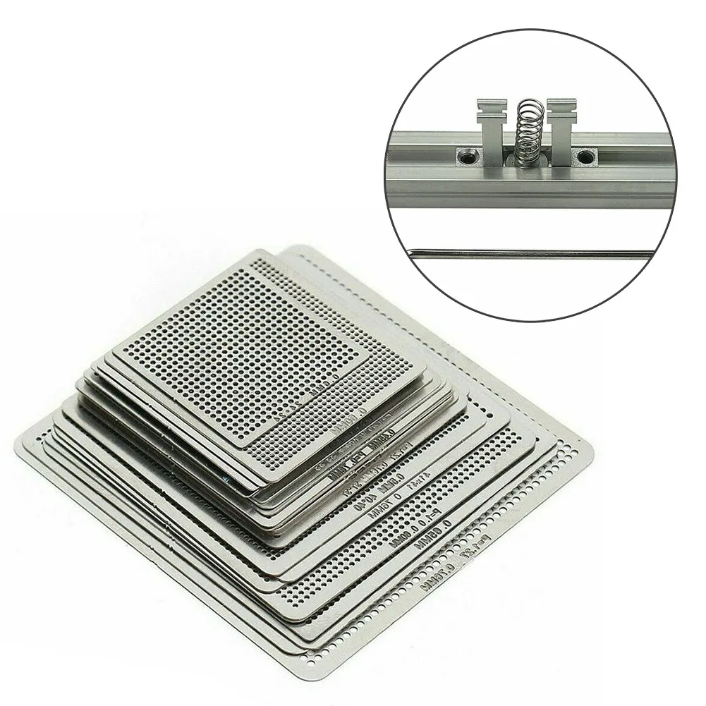 27pcs BGA Reball Reballing Rework Net Universal Stencil Directly Heat Parts Set 27Pcs Set BGA Reballing Rework Net
27pcs BGA Reball Reballing Rework Net Universal Stencil Directly Heat Parts Set 27Pcs Set BGA Reballing Rework Net