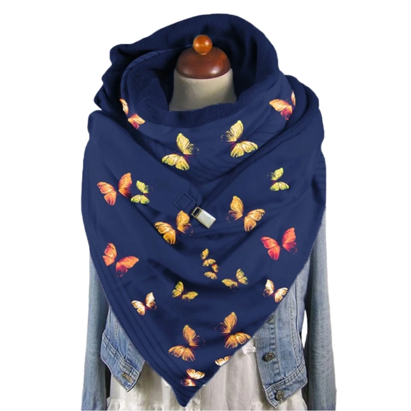Butterfly Print Triangle Scarf with Clip Thicken Warm Button Shawl Wrap Blanket N58F
Butterfly Print Triangle Scarf with Clip Thicken Warm Button Shawl Wrap Blanket N58F