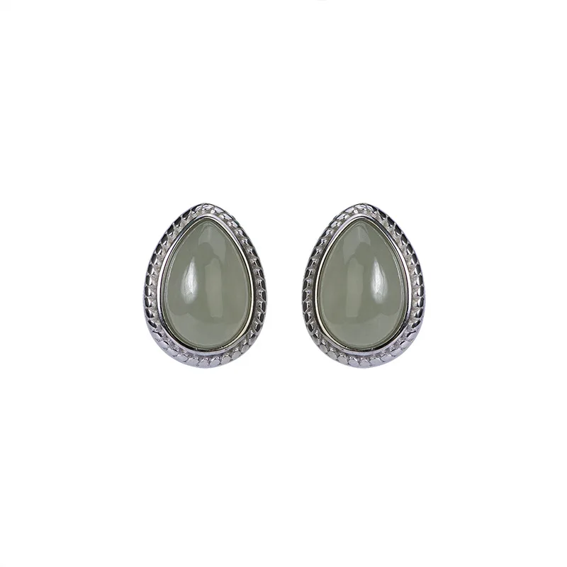 S925 sterling silver natural Hetian gray jade stud earrings simple personalized all-match drop-shaped women's silver earrings
S925 sterling silver natural Hetian gray jade stud earrings simple personalized all-match drop-shaped women's silver earrings