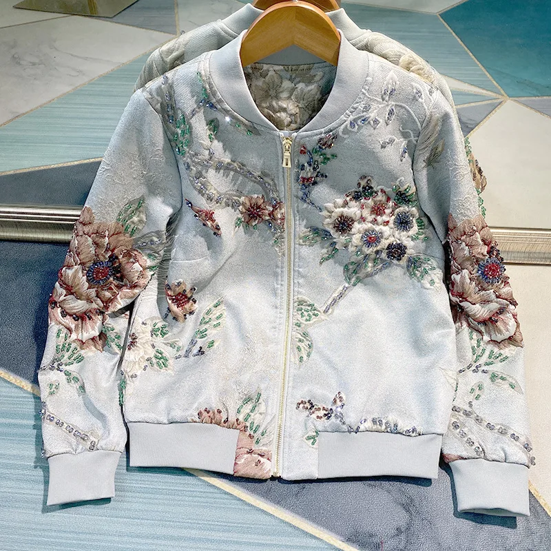 Autumn and Winter New Baseball Uniform Women's Jacket Elegant Slim-Fit Peony Heavy Industry Beads Short Jacket
Autumn and Winter New Baseball Uniform Women's Jacket Elegant Slim-Fit Peony Heavy Industry Beads Short Jacket