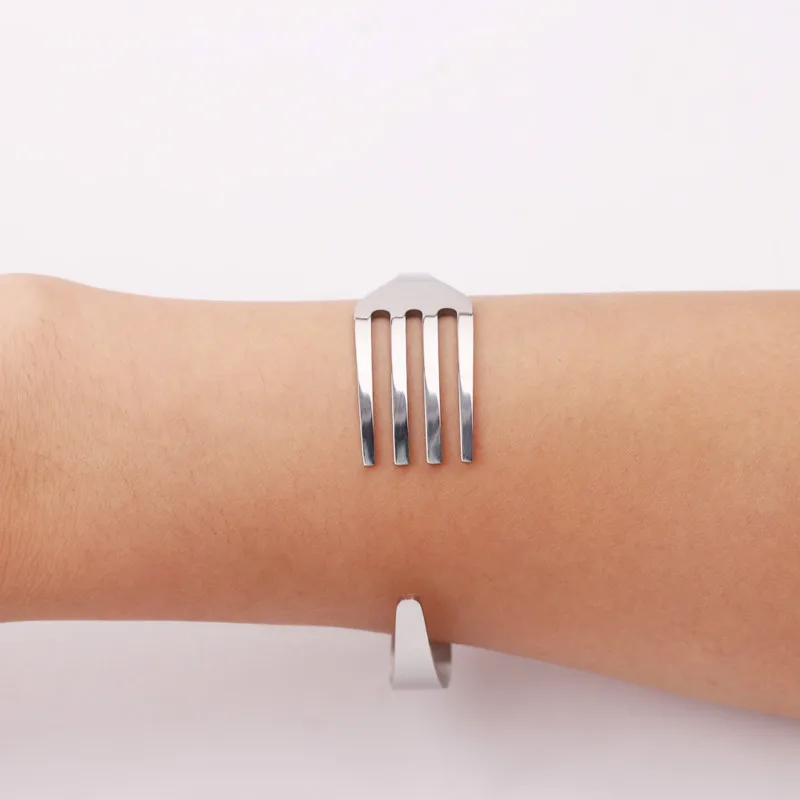 Open Stainless Steel Fork Bracelet for Women Creative Simple Personality Tableware Charm Fashion Jewelry Boyfriend Gift | Украшения и