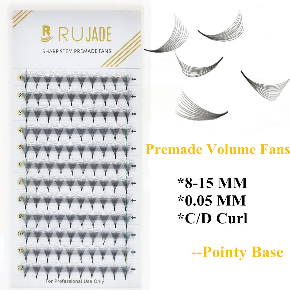 RUJADE Pre Made Russian Volume Fan Thin Root 3D 5D 6D 8D 9D 10D 12D 14D Sharp Pointy Stem Premade Fans Lashes Extension 
RUJADE Pre Made Russian Volume Fan Thin Root 3D 5D 6D 8D 9D 10D 12D 14D Sharp Pointy Stem Premade Fans Lashes Extension