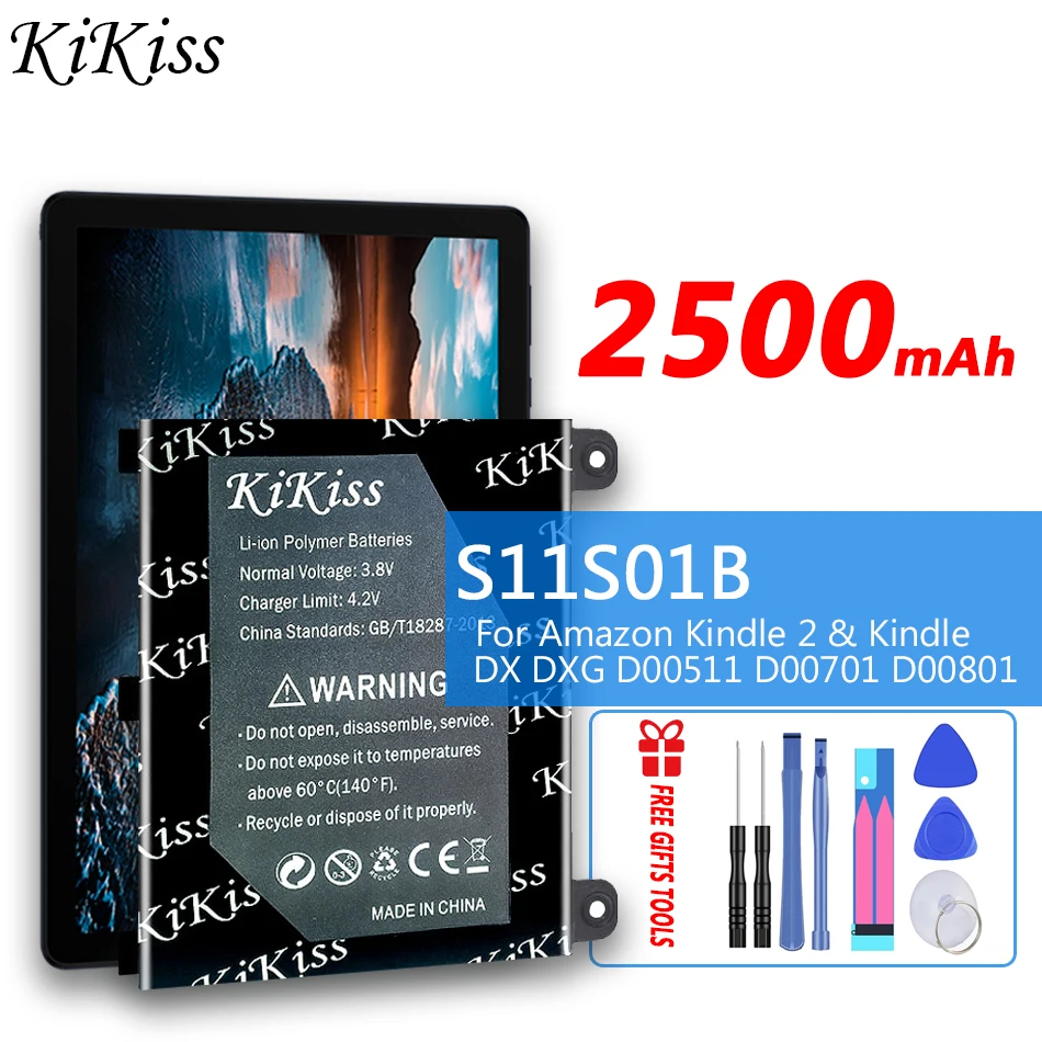 

KiKiiss Replacement Battery 2500mAh S11S01B For Amazon Kindle 2 & Kindle DX DXG D00511 D00701 D00801 High Capacity Batteries
