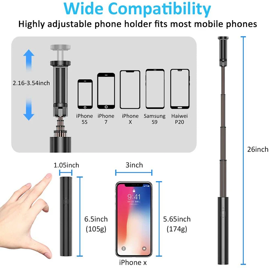 MAMEN 16-66cm Adjustable Selfie Stick Tripod Monopod With Wireless Bluetooth For Xiaomi Huawei Android/iOS Smartphone Selfie 
MAMEN 16-66cm Adjustable Selfie Stick Tripod Monopod With Wireless Bluetooth For Xiaomi Huawei Android/iOS Smartphone Selfie