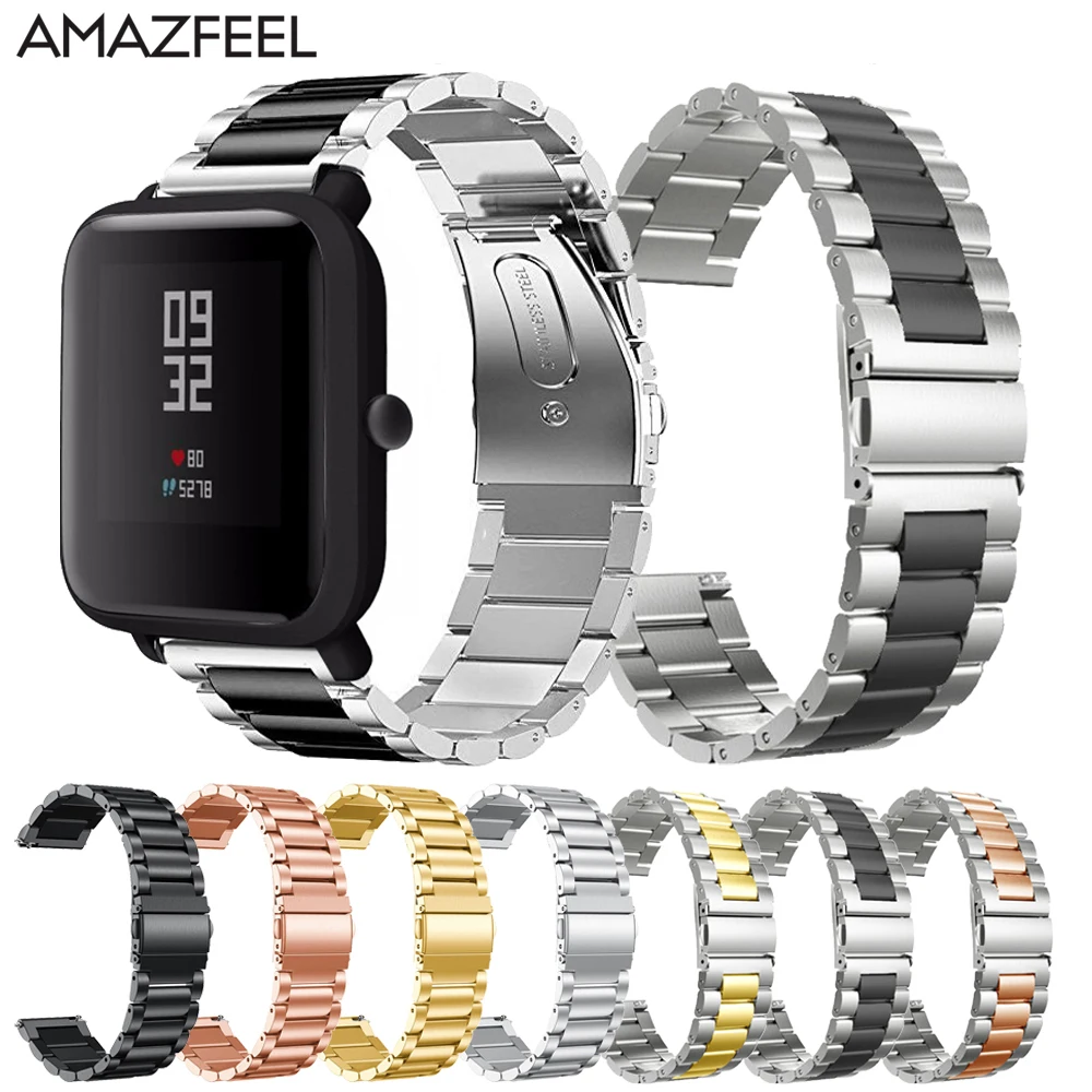 Металлический браслет для Huami Amazfit ремешок Bip часов amazfit Stratos 2 Pace GTR 47 мм 42 из