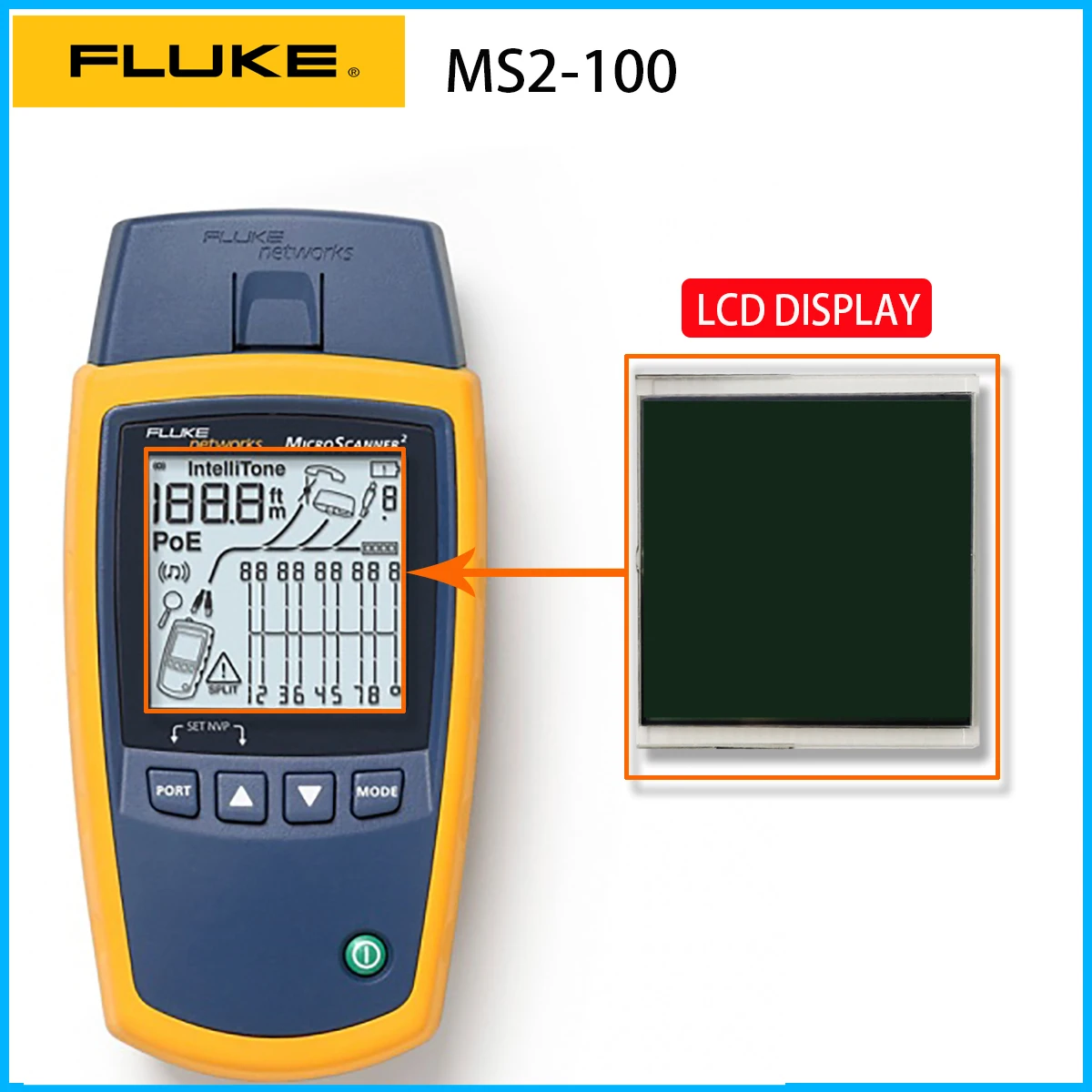

NEW LCD DISPLAY For Fluke Networks MS2-100 compatible LCD display screen for MicroScanner2 lcd screen replace