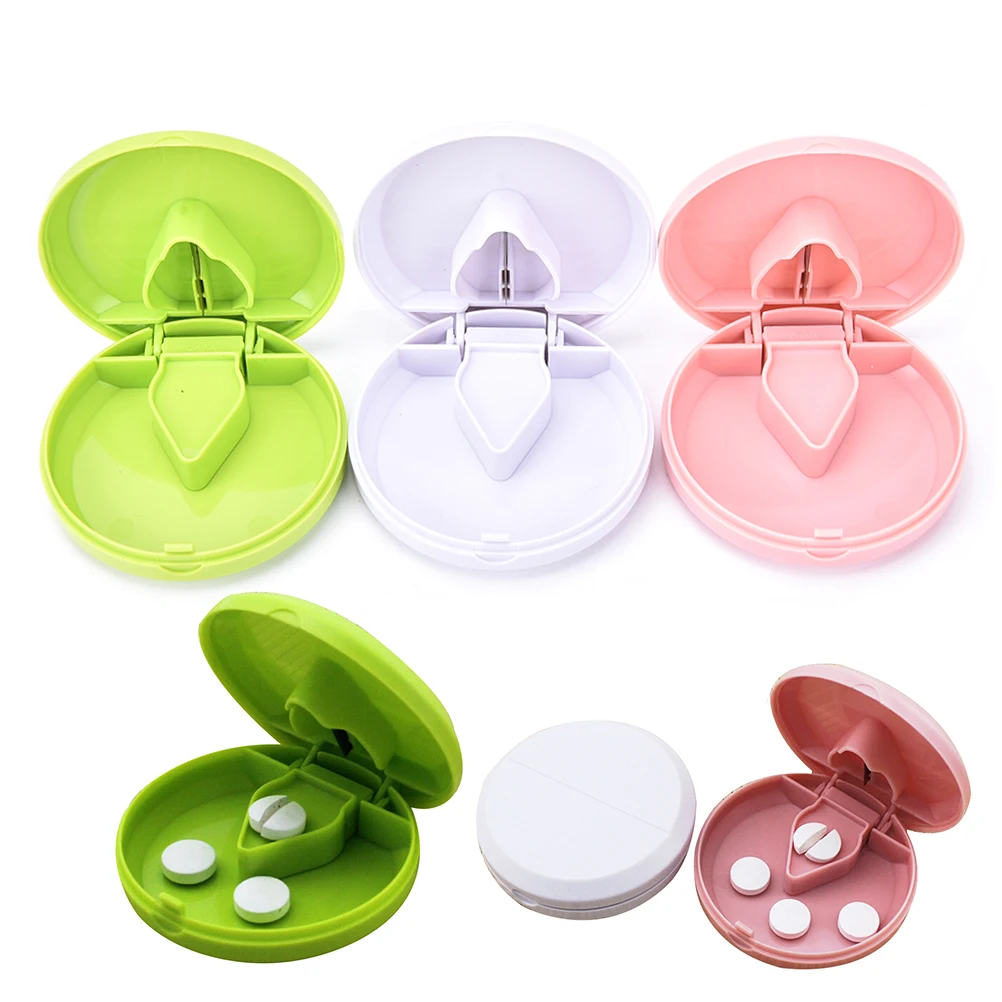 

1PC 3 Colors Portable PP Material Medicine Box Dispenser Capsule Holder Hold Storage Box Pill Tablet Pill Cutter Divider