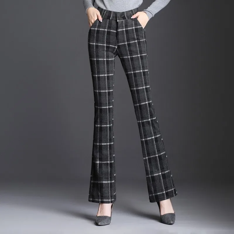 Large Size 9XL Striped Plaid Women Flare Pants High Waist Autumn Winter Elastic Waist Full Length Trousers Lady Wool Pants New
Large Size 9XL Striped Plaid Women Flare Pants High Waist Autumn Winter Elastic Waist Full Length Trousers Lady Wool Pants New