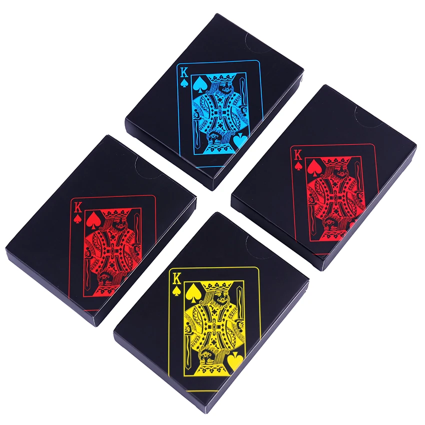 

Classic Magic Tricks Tool Pure Black Magic Box Packed Quality Waterproof PVC Plastic Playing Cards Creative Gift Durable Poker
