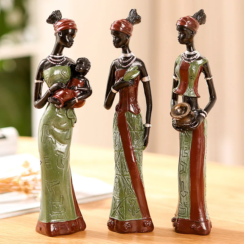 

[MGT]Creative Retro African Woman Resin Decoration African Character Home Decoration Crafts Statue Decoration