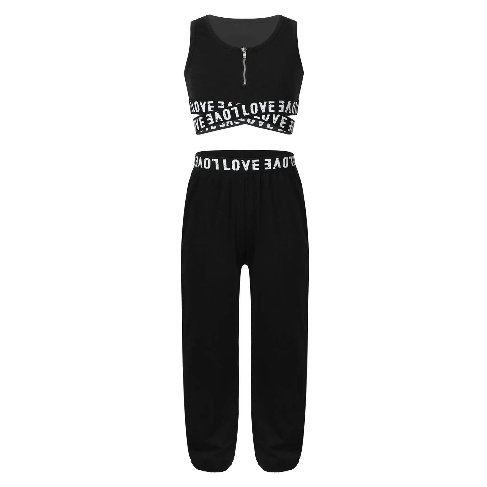 

Kids Girls Gymnastics Tracksuits Outfit Dance Sports Yoga Workout Fitness Sportwear Sport Suits Crop Top Tanks with Pants Set