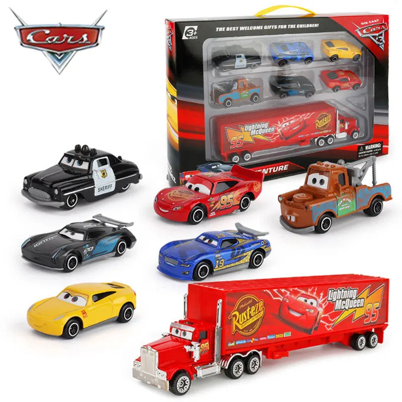 

7PCS/Set Disney Pixar Car 3 Lightning McQueen Jackson Storm Mack Uncle Truck 1:55 Diecast Metal Car Model Toy Boy Christmas Gift