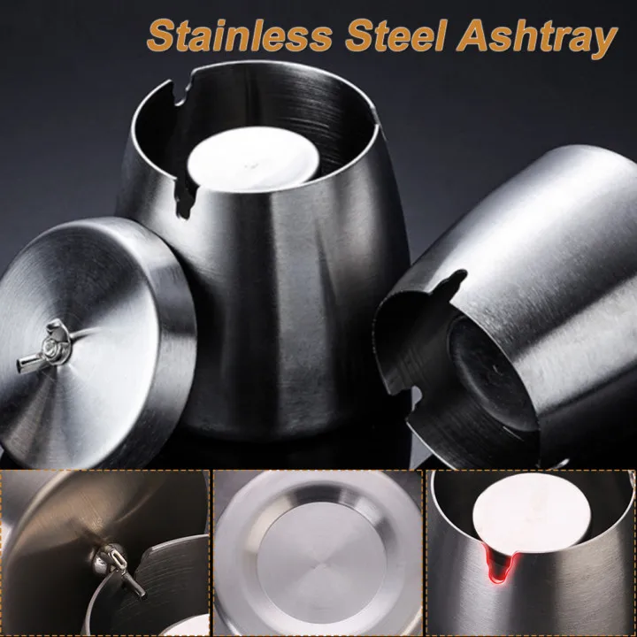 Metal Ashtray Stainless Steel Windproof Cigarette Ash Holder Butt Container with Cover for Home Hotel Restaurant Indoor Outdoor
Metal Ashtray Stainless Steel Windproof Cigarette Ash Holder Butt Container with Cover for Home Hotel Restaurant Indoor Outdoor