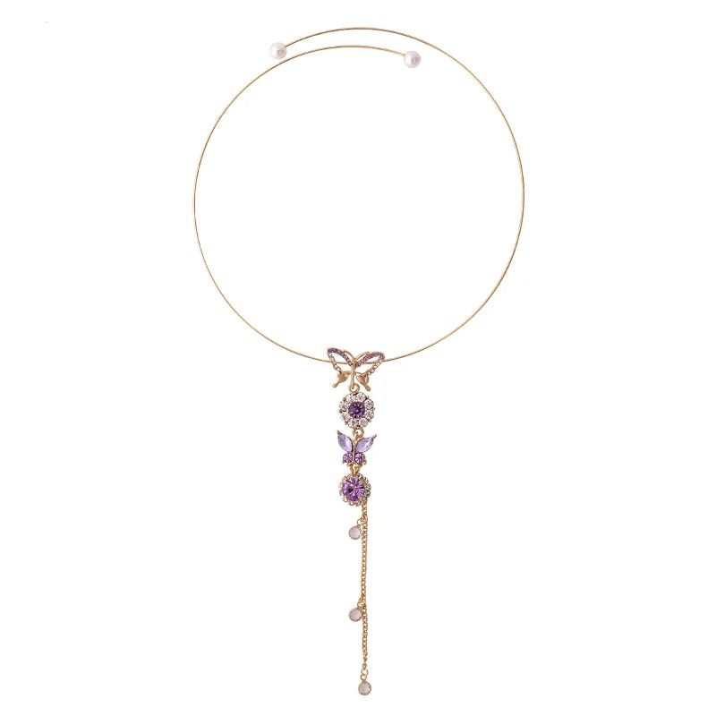 Korean Elegant Metal Round Chain Choker Jewelry For Women Girls Fashion Pink Crystal Butterfly Necklace
Korean Elegant Metal Round Chain Choker Jewelry For Women Girls Fashion Pink Crystal Butterfly Necklace