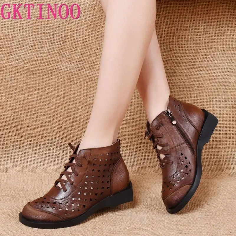 GKTINOO New Design Summer Women Boots Soft Genuine Leather Ankle Boots For Women Casual Shoes Breathable Hollow Cool Boots Woman
GKTINOO New Design Summer Women Boots Soft Genuine Leather Ankle Boots For Women Casual Shoes Breathable Hollow Cool Boots Woman