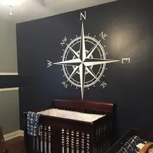 Large The Captain Compass Rose Wall Sticker Ceiling Adventure Travel Medallion Wall Decal Bedroom Living Room Vinyl Decor