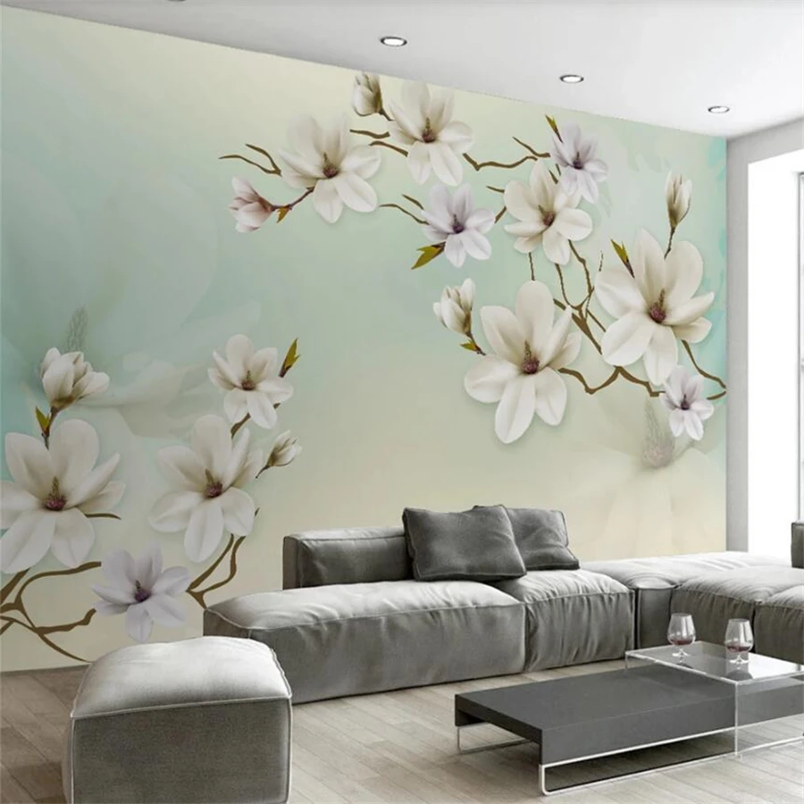 

Customized large 3d wallpaper elegant magnolia flower simple TV background wall living room bedroom mural papel de pared обои