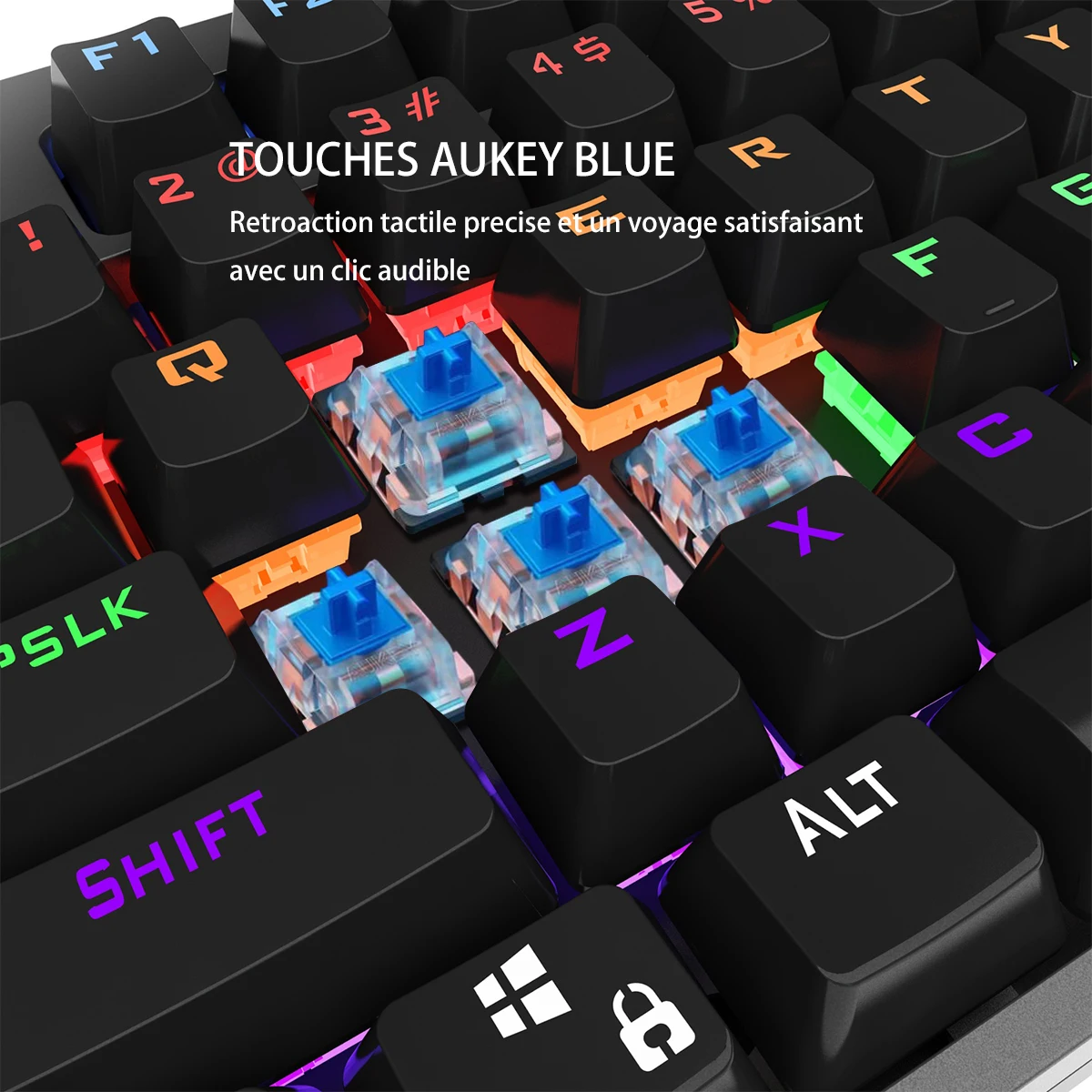 Wired Gaming Mechanical Keyboard with 104 Keys, Mixed Backlight, Black and Gray With Multi-Function Knobs French/US Layout/ES-RS
Wired Gaming Mechanical Keyboard with 104 Keys, Mixed Backlight, Black and Gray With Multi-Function Knobs French/US Layout/ES-RS