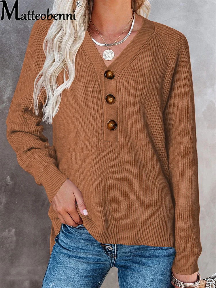 2021 Autumn Women Casual Loose Knitted Sweater V-Neck Fashion Buttons Long Sleeves Tops Single Breasted Street Sweater Pullover
2021 Autumn Women Casual Loose Knitted Sweater V-Neck Fashion Buttons Long Sleeves Tops Single Breasted Street Sweater Pullover