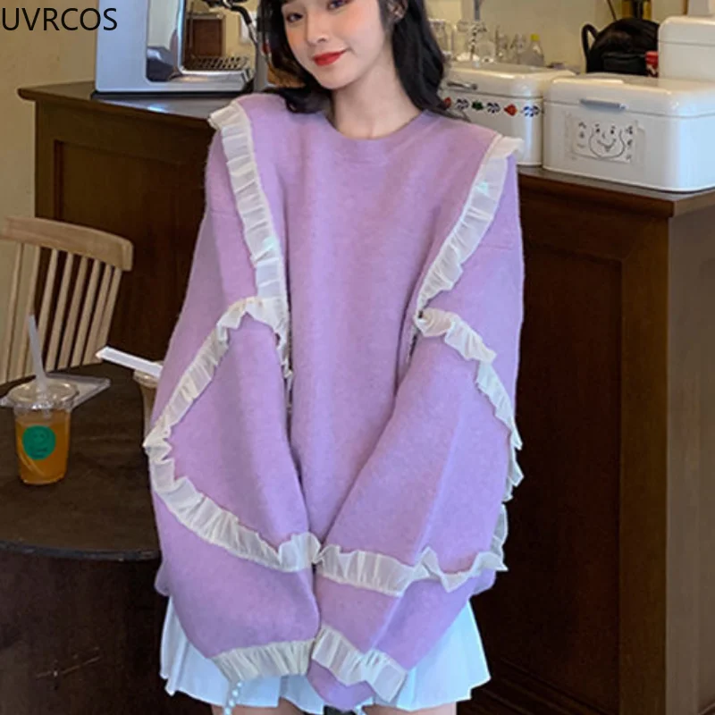 Autumn Woman Sweaters Japanese Style Casual Loose Top Sweet Ruffle Pullovers Cute Girly Knitted Long Sleeve Sweatshirts For Lady
Autumn Woman Sweaters Japanese Style Casual Loose Top Sweet Ruffle Pullovers Cute Girly Knitted Long Sleeve Sweatshirts For Lady
