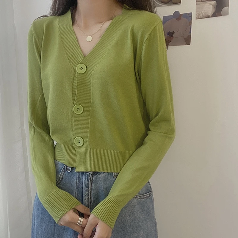 Women's Cropped Cardigan Sweaters Female 10 Colors Short Sweater V Neck Single Breasted Sweater Woman Knitted Cardigan Tops
Women's Cropped Cardigan Sweaters Female 10 Colors Short Sweater V Neck Single Breasted Sweater Woman Knitted Cardigan Tops