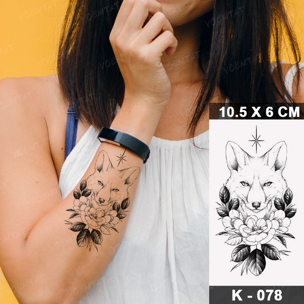 Водостойкая временная татуировка-наклейка в горошек Рор Лев флэш-тату волк луна