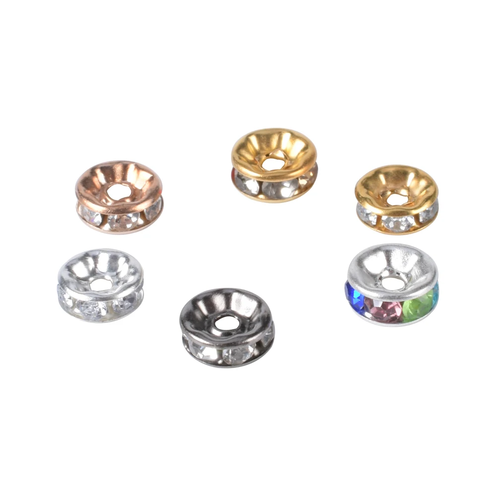 50Pcs/Lot 6/8/10mm Rhinestone Rondelles Crystal Beads Loose Spacer Beads for DIY Jewelry Making Accessories
50Pcs/Lot 6/8/10mm Rhinestone Rondelles Crystal Beads Loose Spacer Beads for DIY Jewelry Making Accessories