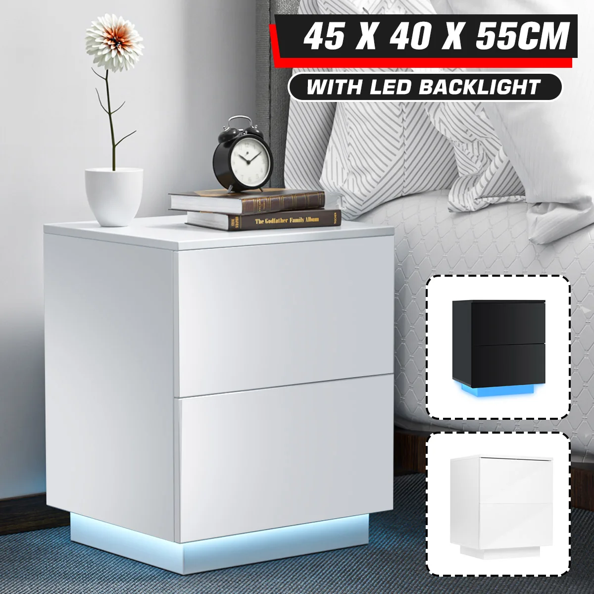 Журнальный столик с 2 ящиками, светодиодная подсветка RGB, 45x40x55 см, кофейные столики, современный прикроватный столик, органайзер для хранени...
Журнальный столик с 2 ящиками, светодиодная подсветка RGB, 45x40x55 см, кофейные столики, современный прикроватный столик, органайзер для хранени...