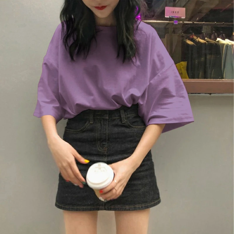 New Candy Colors Milk Fiber Mid-Length T-Shirt Women Summer Korean Loose All-Match Harajuku Style College Student Couple Tops
New Candy Colors Milk Fiber Mid-Length T-Shirt Women Summer Korean Loose All-Match Harajuku Style College Student Couple Tops