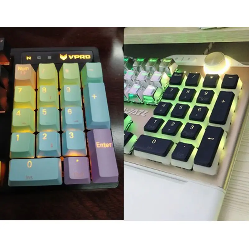 

17 клавиш RGB верхняя печать PBT выстрел подсветка клавиатура колпачок для переключателей cherry MX механическая клавиатура Numpad