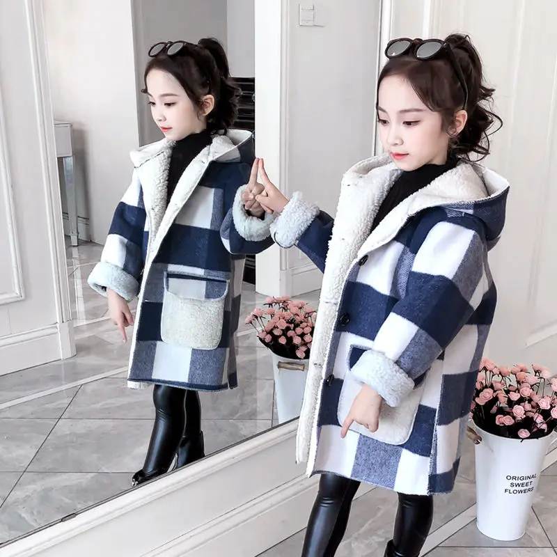 Girls Jackets Autumn Winter Clothes Medium Long Models Girls Plaid Thickened Lamb Fashion Design Children's Woolen Cloth Coats
Girls Jackets Autumn Winter Clothes Medium Long Models Girls Plaid Thickened Lamb Fashion Design Children's Woolen Cloth Coats